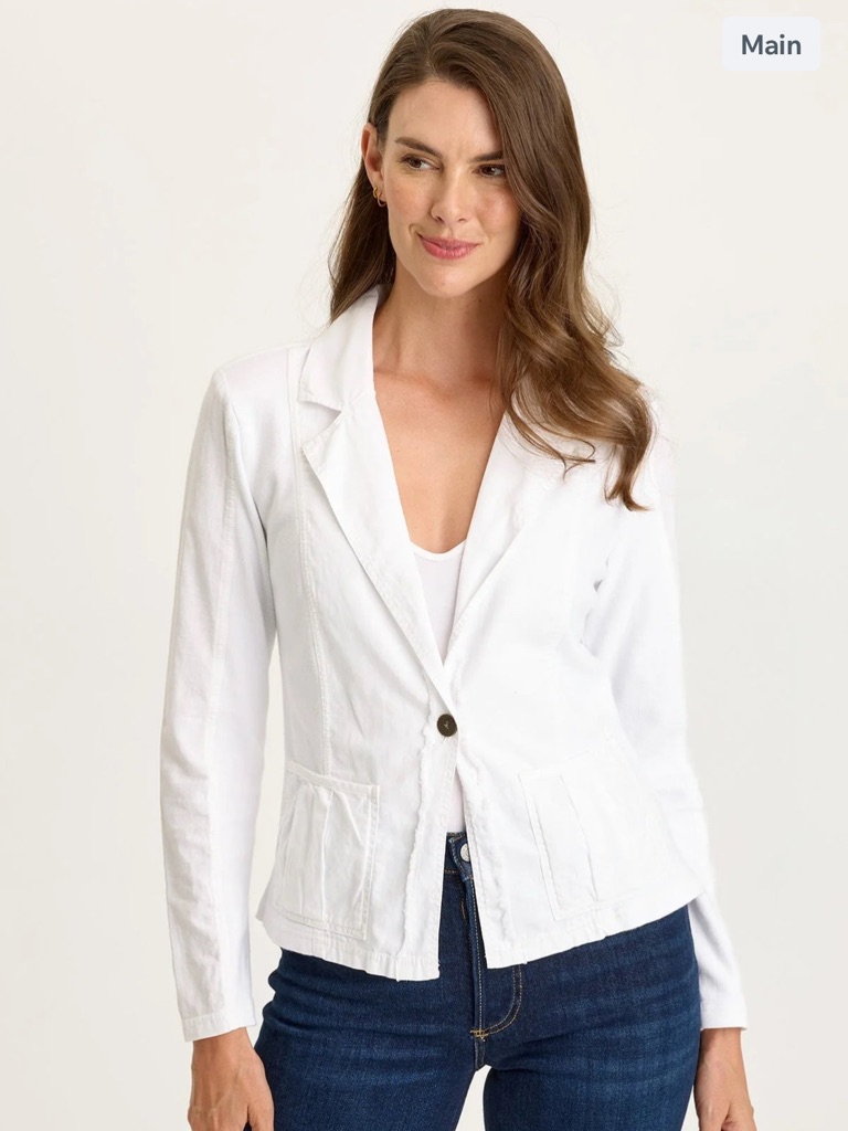 Wearables Brax Linen One-Button Blazer In White